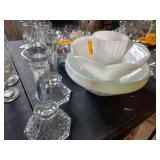 Candy Bowl Fruit Bowl , Bread Bowl, 2 Candle Holders