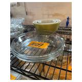 3 Pie Plates - Vintage Pyrex Verde Square Flowers Bowl set