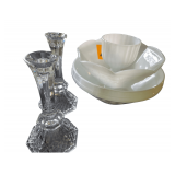 Candy Bowl Fruit Bowl , Bread Bowl, 2 Candle Holders