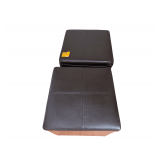 2 Dark Brown Faux Leather Square Storage Ottoman with Cushion Lid