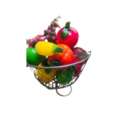 Large Wire Basket Full of Glass Fruit