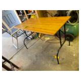 Folding Table Wood Top Metal Base 4