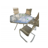 Outdoor Dining Set - Table 55" Across - 4 Chairs to Match. Very Nice Condition.