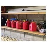 5 Plastic 1 Gallon Gas Bottles