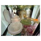 Milk Glass and Clear Glass Bowls - Vintage Northwood Glass Company opalescent Footed Bowl - Vintage Green Glassware