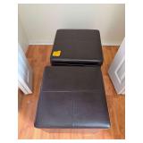 2 Dark Brown Faux Leather Square Storage Ottoman with Cushion Lid