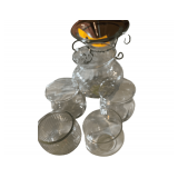 Clear Glass Candy Dish with Metal Scroll Legs, 4" Crystal Vase