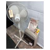 Unused Cedar Ridge Natural Gas Wall Mount Heater - 10,000 BTU - Aries Pedestal Fan