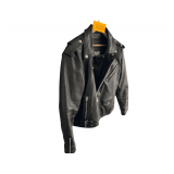 # HWK Large Heavy Leather Biker Jacket