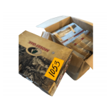 2 Boxes of Poinsettia Christmas Plates with a Box of Mossy Oak 6 Cups