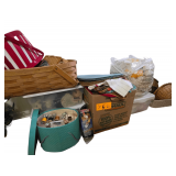 Table Linens - Baskets - Doilies - Sewing Box