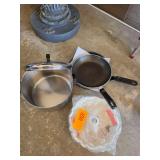 NEW Stainless Steel 8 Quart Pot with Lid - 2 NEW T fal Skillets - Bunt Pan