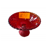 Jeanette Glass Red Fruit Compote Dish