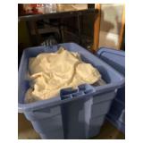 A Plastic Tote 31" x 21" x 19" Full Of White Towels