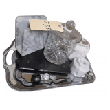 Serving Tray - Marble Napkin holder- Lead Crystal Canister - Marble Candle Holder- etc.