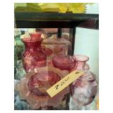 Lot of Cranberry Glass - Vase and Bowls