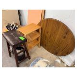 Barstool, Wooden Shelf, 40" Round Card Table
