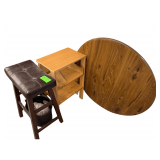 Barstool, Wooden Shelf, 40" Round Card Table