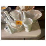 Assortment of Milk Glass 6 Vases 3 Bowls