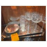 Cut Glass Stem Ware - 4 Mirror Placemats - Round Mirror Displays