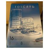 16 Toscany Glass Beverage Set 8 Glasses 10.5 Oz