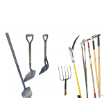 Arborist Helmet - Hand Tools Including Shovels, Hoes, Pole Saw, Trimmers