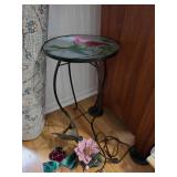 24 in h Hummingbird Glass Top Accent Tablec- Stain Glass Butterfly Lamp - Stain Glass Rose