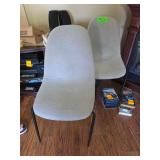 2 Gray Dining Chairs with Metal Frames
