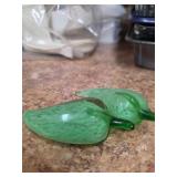 2 Green Glass Vintage Pears - 3 in - Late 20th Century