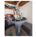 5 Ft High Concrete Fountain- Ornate Outdoor Water Feature with Pump - missing one Flower Spray - 3 Sections Attachment