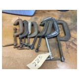 7 Various Sized C Clamps