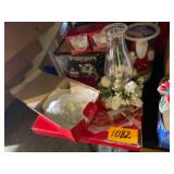 Christmas Decorations Kerosene Lamp 2 Candle Holders Crystal Candy Bowl