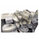 Contents of Rack - Assorted Dinnerware - Tableware - Teardrop Dishes - Serving Pieces - Platters