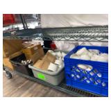 2 Totes of Ceramic Ramekins with Stainless Creamers