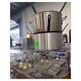 Contents of 2 Shelves - 2 Stainless Deep Fry Pots - Assorted Table Top Items