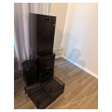 2 Steel File Cabinets Fellowes Paper Shredder Metal Paperwork Bins
