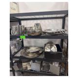 Contents of Shelf - Stainless Serving Pieces - Plate Covers - Etc.