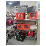 Contents on Shelf - Rachet Straps - Gas Can - Various Cleaning and Other Chemicals- Buffer - Extention Cord