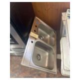 Double Bowl Stainless Sink 33" x 22" x 9"