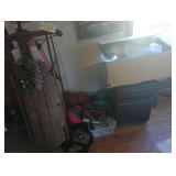 30" Cabinet With Drawers - Collectible Wooden Sled - Footballs & Basketballs