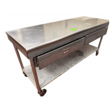 Stainless Steel Table - 6ft x27in - on Wheels - 2 Drawers