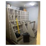 Contents including walkers and shelving,