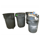 3 Brute Trash Recepticals on Wheels and 4 Garbage Cans