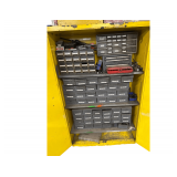 Cabinet and Contents - Dill Bits - Organizer Bins Labeled for Asst. Sizes - Drill bits and end milles from 1/64" to 1".  Includes metric and standard taps and dies