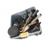 Bin containing Hammers, Drill Bits, Small Power Tool, Etc.