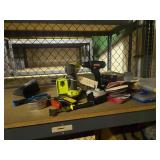 2 Drills, Sander, Measuring Tape, Tape, Drill Charger, Etc.