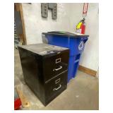 2 Drawer Metal Filing Cabinet 18" x 27" x 28" with Recycling Can 23" x 25" x 37"
