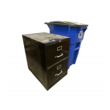 2 Drawer Metal Filing Cabinet 18" x 27" x 28" with Recycling Can 23" x 25" x 37"