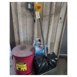 Justrite 10 Gallon Oily Waste Can (Model 09300), Snow shovel, Salt crystals for water softener