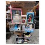 Rolling Wire Cage Storage Cart. Includes Contents of Christmas Decor, Ladies New Creams, Table Covers and Other. 24x22x43